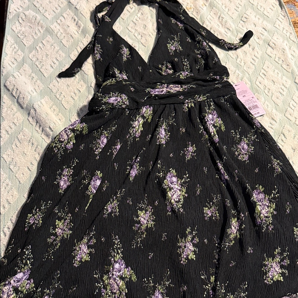 Wild Fable Black and Purple Floral Dress